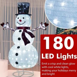 Tangkula 6 FT Lighted Pop-Up Christmas Snowman, Indoor Outdoor Christmas Decoration with 180 Pre-Lit LED Lights