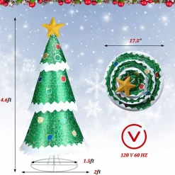 Tangkula 4.6 FT Lighted Pop-up Christmas Tree, Collapsible Artificial Xmas Tree