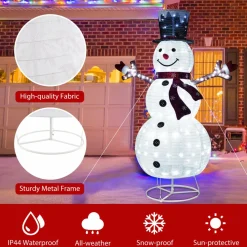 Tangkula 6 FT Lighted Pop-Up Christmas Snowman, Indoor Outdoor Christmas Decoration with 180 Pre-Lit LED Lights