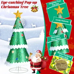Tangkula 4.6 FT Lighted Pop-up Christmas Tree, Collapsible Artificial Xmas Tree