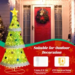 Tangkula 4.6 FT Lighted Pop-up Christmas Tree, Collapsible Artificial Xmas Tree