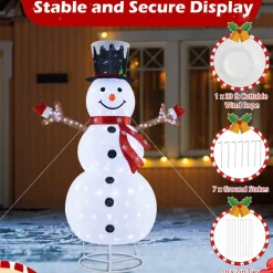 Tangkula 6 FT Lighted Pop-Up Christmas Snowman, Indoor Outdoor Christmas Decoration with 180 Pre-Lit LED Lights