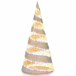 Tangkula 5 FT Lighted Pre-lit Christmas Cone Tree, Artificial Spiral Conic Tree w/300 Warm White & 250 Cold White LED Lights