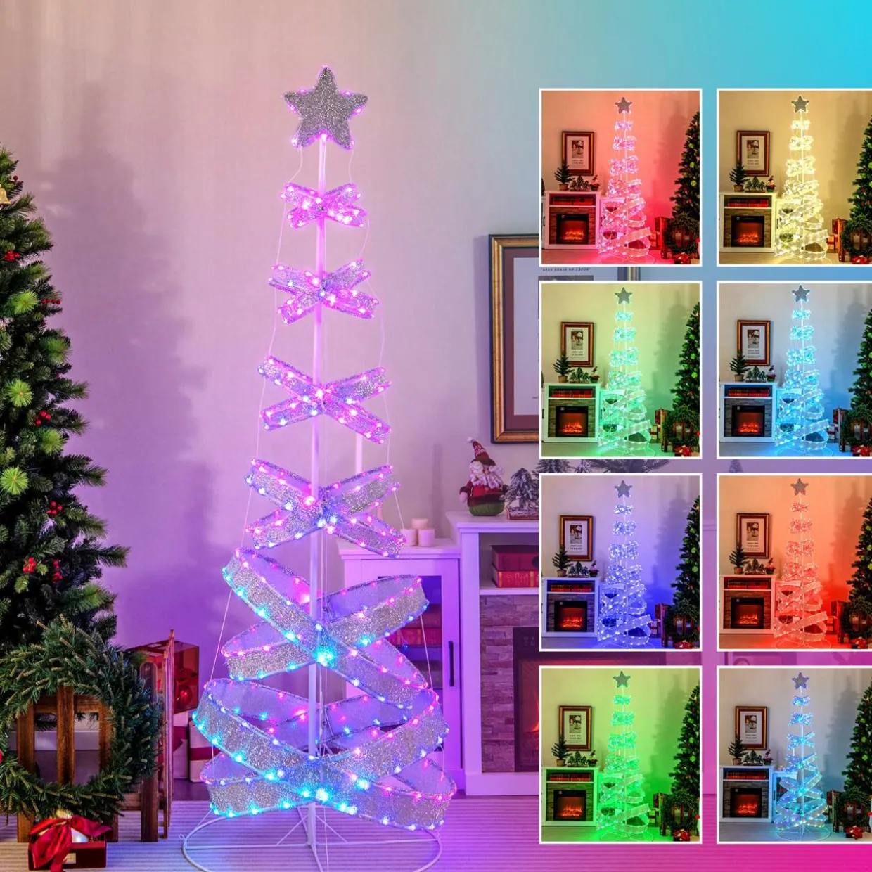 Tangkula 7 FT Lighted Spiral Christmas Tree