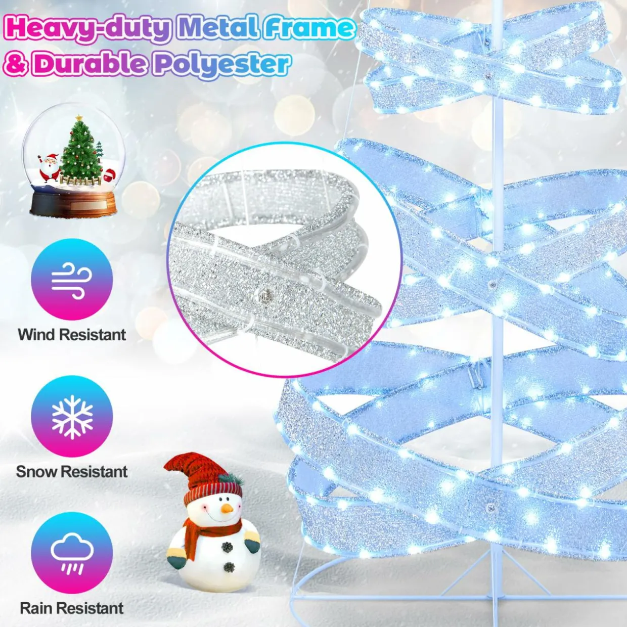 Tangkula 7 FT Lighted Spiral Christmas Tree