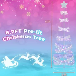 Tangkula 7 FT Lighted Spiral Christmas Tree