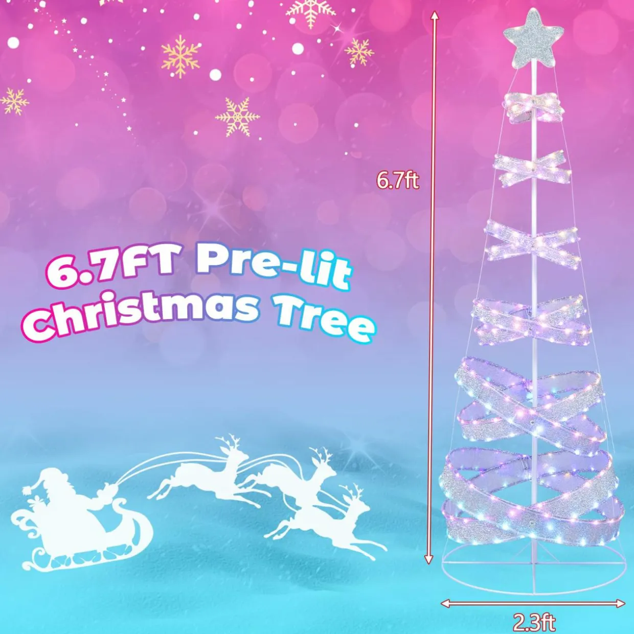 Tangkula 7 FT Lighted Spiral Christmas Tree