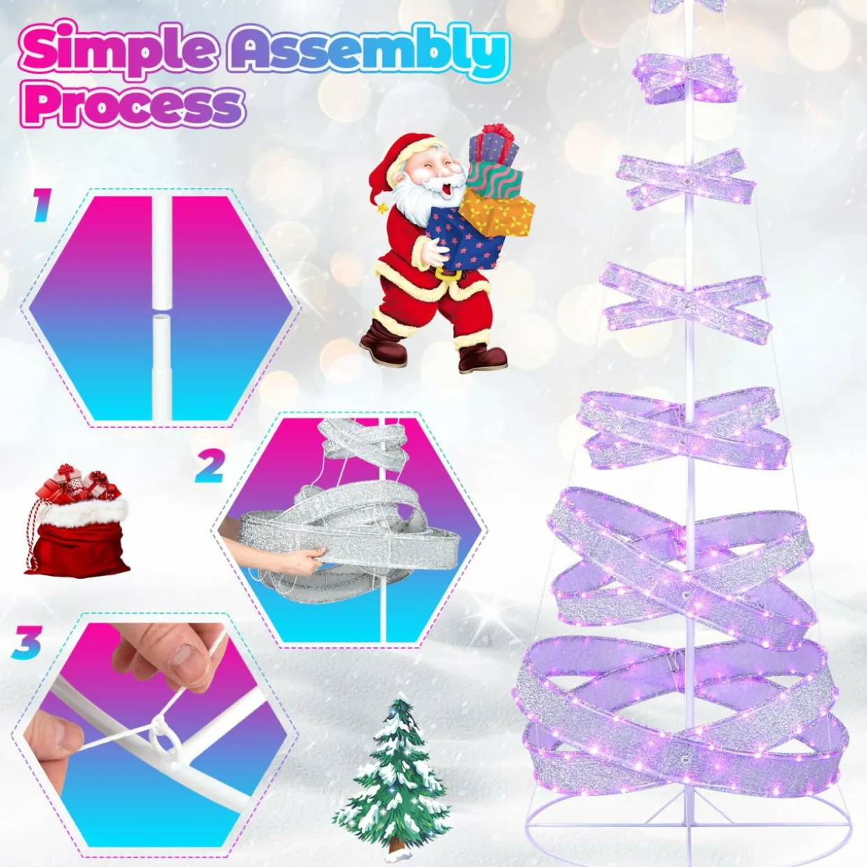 Tangkula 7 FT Lighted Spiral Christmas Tree