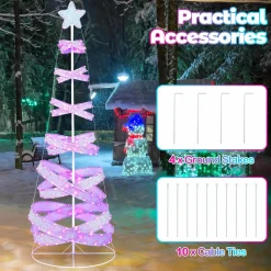 Tangkula 7 FT Lighted Spiral Christmas Tree
