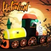 Tangkula 8 FT Long Halloween Inflatable Skeleton Ride on Train