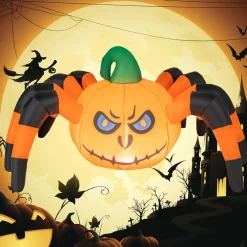 Tangkula 5 FT Long Halloween Inflatable Pumpkin Spider