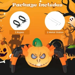 Tangkula 5 FT Long Halloween Inflatable Pumpkin Spider