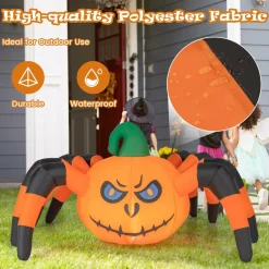 Tangkula 5 FT Long Halloween Inflatable Pumpkin Spider