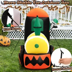 Tangkula 8 FT Long Halloween Inflatable Skeleton Ride on Train