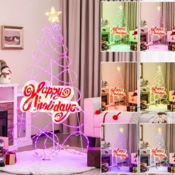 Tangkula 5.6 FT Multi-Color Changing Lighted Christmas Tree Neon Sign
