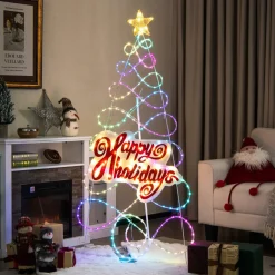 Tangkula 5.6 FT Multi-Color Changing Lighted Christmas Tree Neon Sign