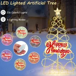 Tangkula 5.6 FT Multi-Color Changing Lighted Christmas Tree Neon Sign
