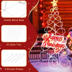 Tangkula 5.6 FT Multi-Color Changing Lighted Christmas Tree Neon Sign