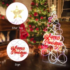 Tangkula 5.6 FT Multi-Color Changing Lighted Christmas Tree Neon Sign
