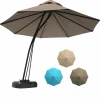 Tangkula 11 FT Offset Patio Umbrella, Aluminum Frame Double Top Hanging Umbrella with Weight Base