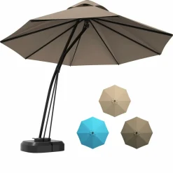 Tangkula 11 FT Offset Patio Umbrella, Aluminum Frame Double Top Hanging Umbrella with Weight Base