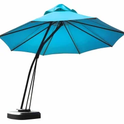 Tangkula 11 FT Offset Patio Umbrella, Aluminum Frame Double Top Hanging Umbrella with Weight Base