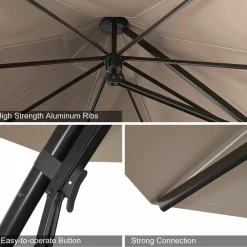 Tangkula 11 FT Offset Patio Umbrella, Aluminum Frame Double Top Hanging Umbrella with Weight Base
