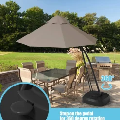 Tangkula 11 FT Offset Patio Umbrella, Aluminum Frame Double Top Hanging Umbrella with Weight Base