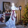 Tangkula 5 FT Outdoor Christmas Lighted Angel, Xmas Yard Pre-Lit Angel with Harp, Halo & 120 Cold White LED Lights