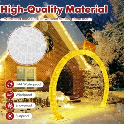 Tangkula 10.5 FT Outdoor Christmas Lighted Archway with Gold Ornament Cap