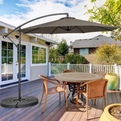 Tangkula 10 FT Patio Offset Umbrella with 8 Ribs, Outdoor Cantilever Umbrella with Cross Base and Crank