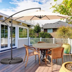 Tangkula 10 FT Patio Offset Umbrella with 8 Ribs, Outdoor Cantilever Umbrella with Cross Base and Crank
