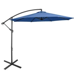 Tangkula 10 FT Patio Offset Umbrella with 8 Ribs, Outdoor Cantilever Umbrella with Cross Base and Crank