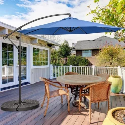 Tangkula 10 FT Patio Offset Umbrella with 8 Ribs, Outdoor Cantilever Umbrella with Cross Base and Crank