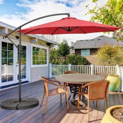 Tangkula 10 FT Patio Offset Umbrella with 8 Ribs, Outdoor Cantilever Umbrella with Cross Base and Crank