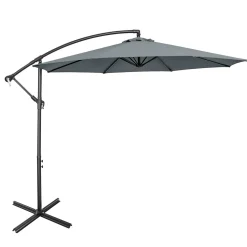Tangkula 10 FT Patio Offset Umbrella with 8 Ribs, Outdoor Cantilever Umbrella with Cross Base and Crank