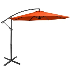 Tangkula 10 FT Patio Offset Umbrella with 8 Ribs, Outdoor Cantilever Umbrella with Cross Base and Crank