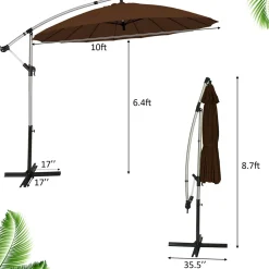 Tangkula 10 FT Patio Offset Umbrella, Outdoor Cantilever Umbrella