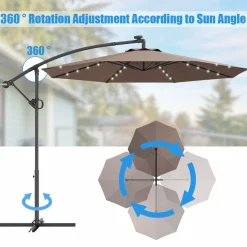 Tangkula 10 FT Patio Offset Umbrella with 360 Degree Rotation