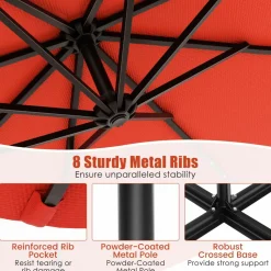 Tangkula 10 Ft Patio Offset Umbrella, 40 LED Lighted Market Umbrella W/8 Sturdy Ribs, Easy Tilt Adjustment & Crank (Orange)