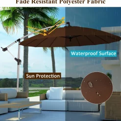 Tangkula 10 FT Patio Offset Umbrella, Outdoor Cantilever Umbrella