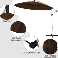 Tangkula 10 FT Patio Offset Umbrella, Outdoor Cantilever Umbrella