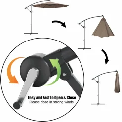 Tangkula 10 FT Patio Offset Umbrella with 360 Degree Rotation