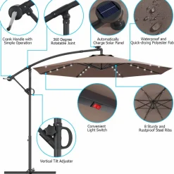 Tangkula 10 FT Patio Offset Umbrella with 360 Degree Rotation