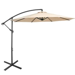 Tangkula 10 FT Patio Offset Umbrella with 8 Ribs, Outdoor Cantilever Umbrella with Cross Base and Crank