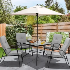 TANGKULA 5 FT Patio Umbrella, Outdoor Table Market Umbrella with Quick-Release Button