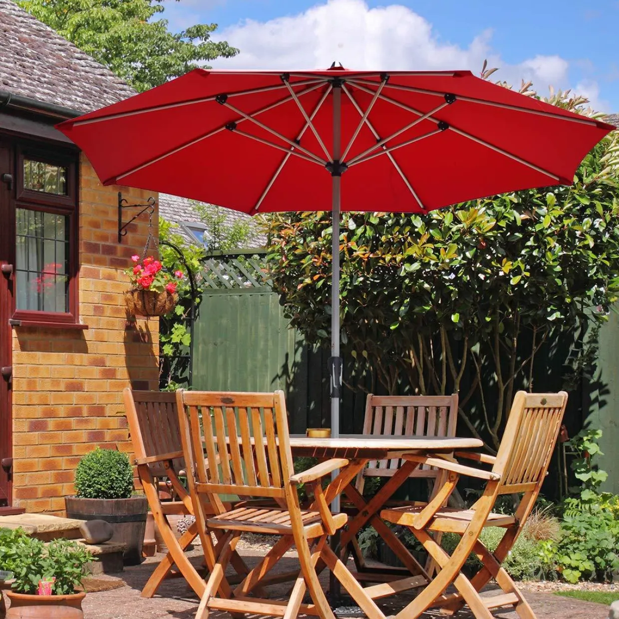 Tangkula 9 ft Patio Umbrella, Outdoor Market Table Umbrella with 1.5" Aluminum Pole