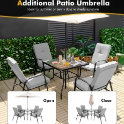 TANGKULA 5 FT Patio Umbrella, Outdoor Table Market Umbrella with Quick-Release Button