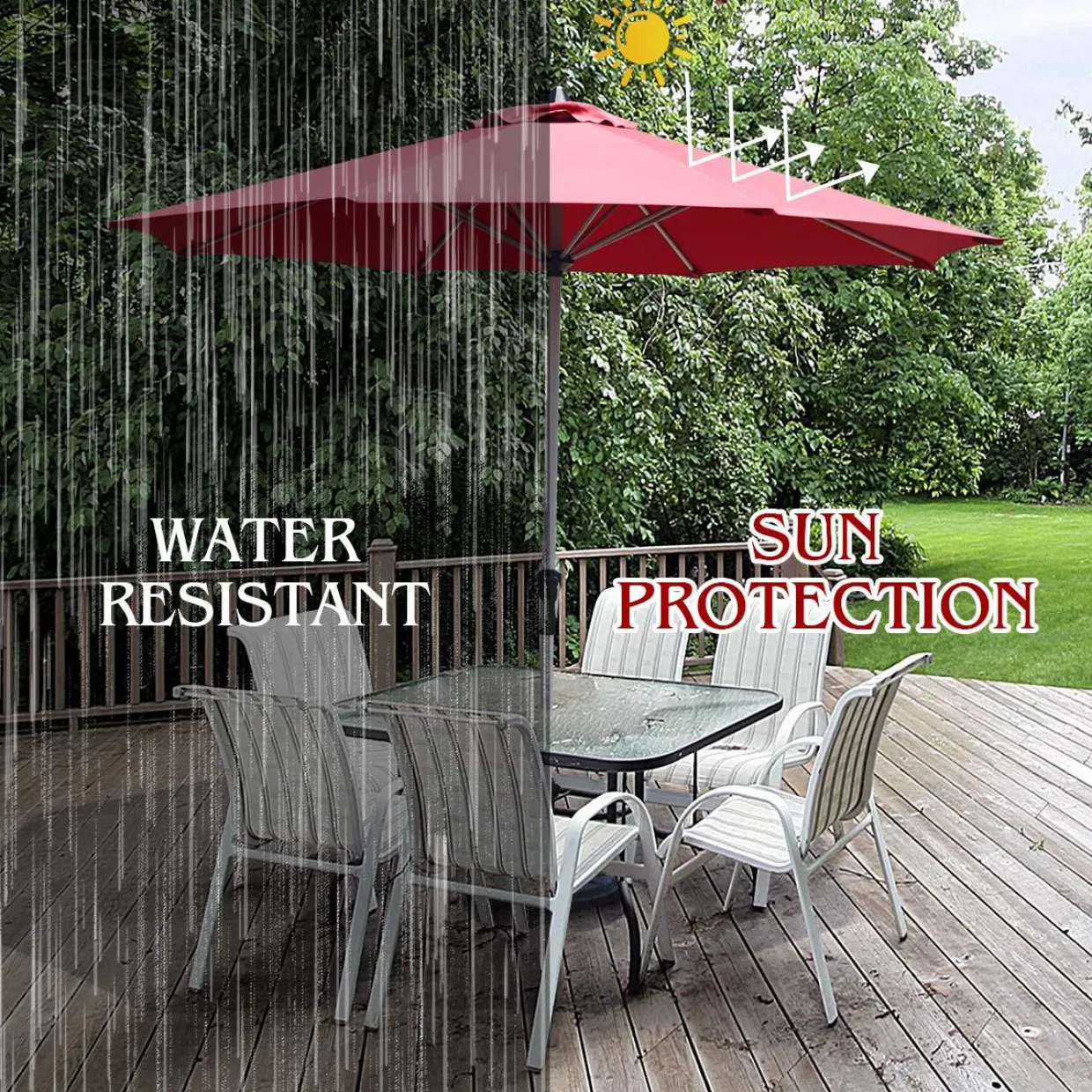 Tangkula 9 ft Patio Umbrella, Outdoor Market Table Umbrella with 1.5" Aluminum Pole