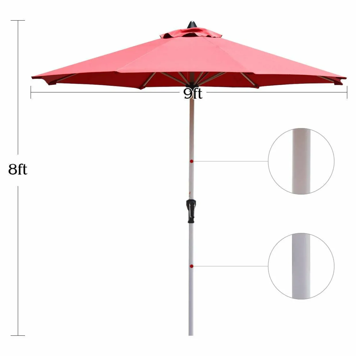 Tangkula 9 ft Patio Umbrella, Outdoor Market Table Umbrella with 1.5" Aluminum Pole